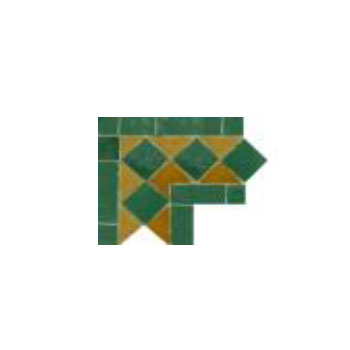 Mosaic House Moroccan tile Dfira DRH Corner 10-8 Green Ochre  zellige, mosaic, zellij, border, glaze, simple, traditonal 